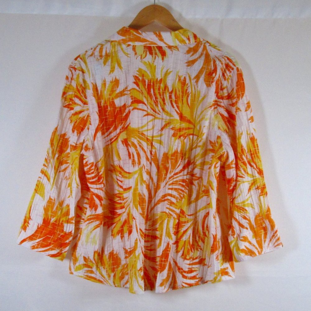 Alfred Dunner Womens Floral Print Yellow\Orange\White Button Down Shirt … - Picture 3 of 8